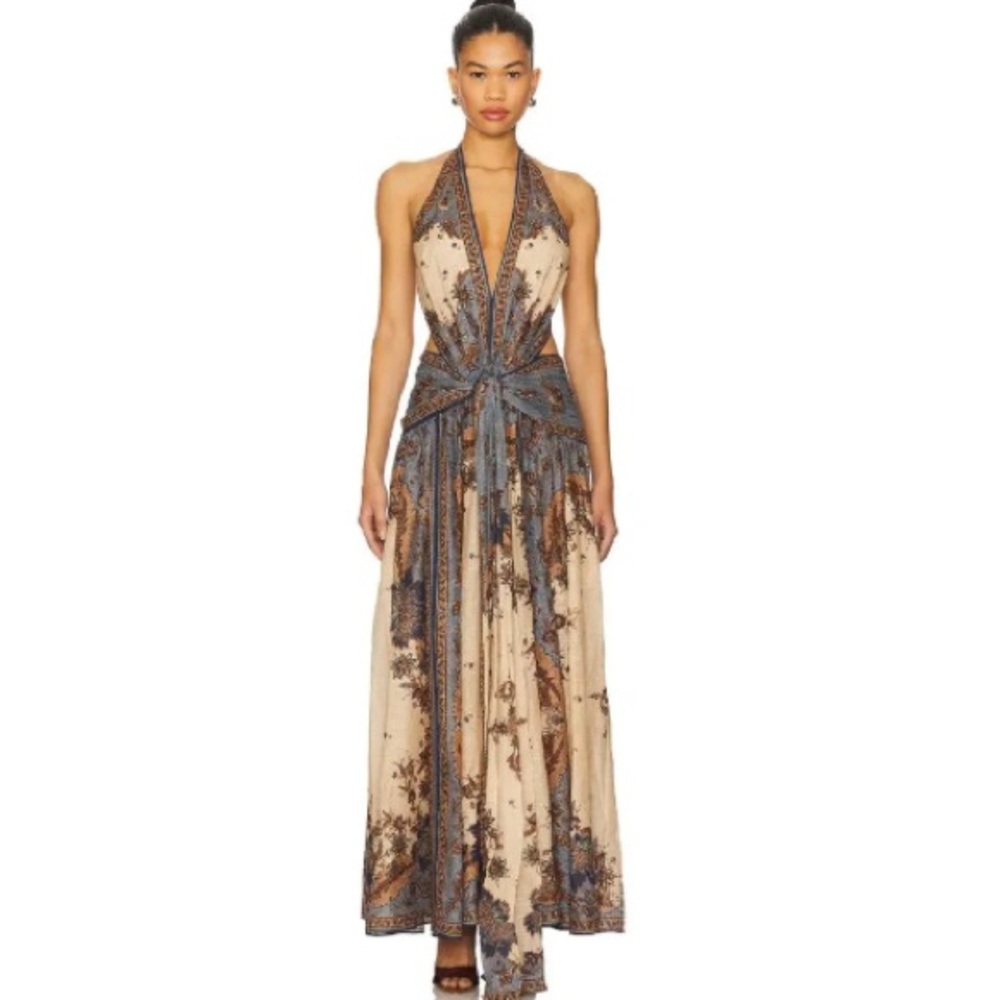 Zimmermann Women’s Ascension Plunge Halter printed cotton maxi dress